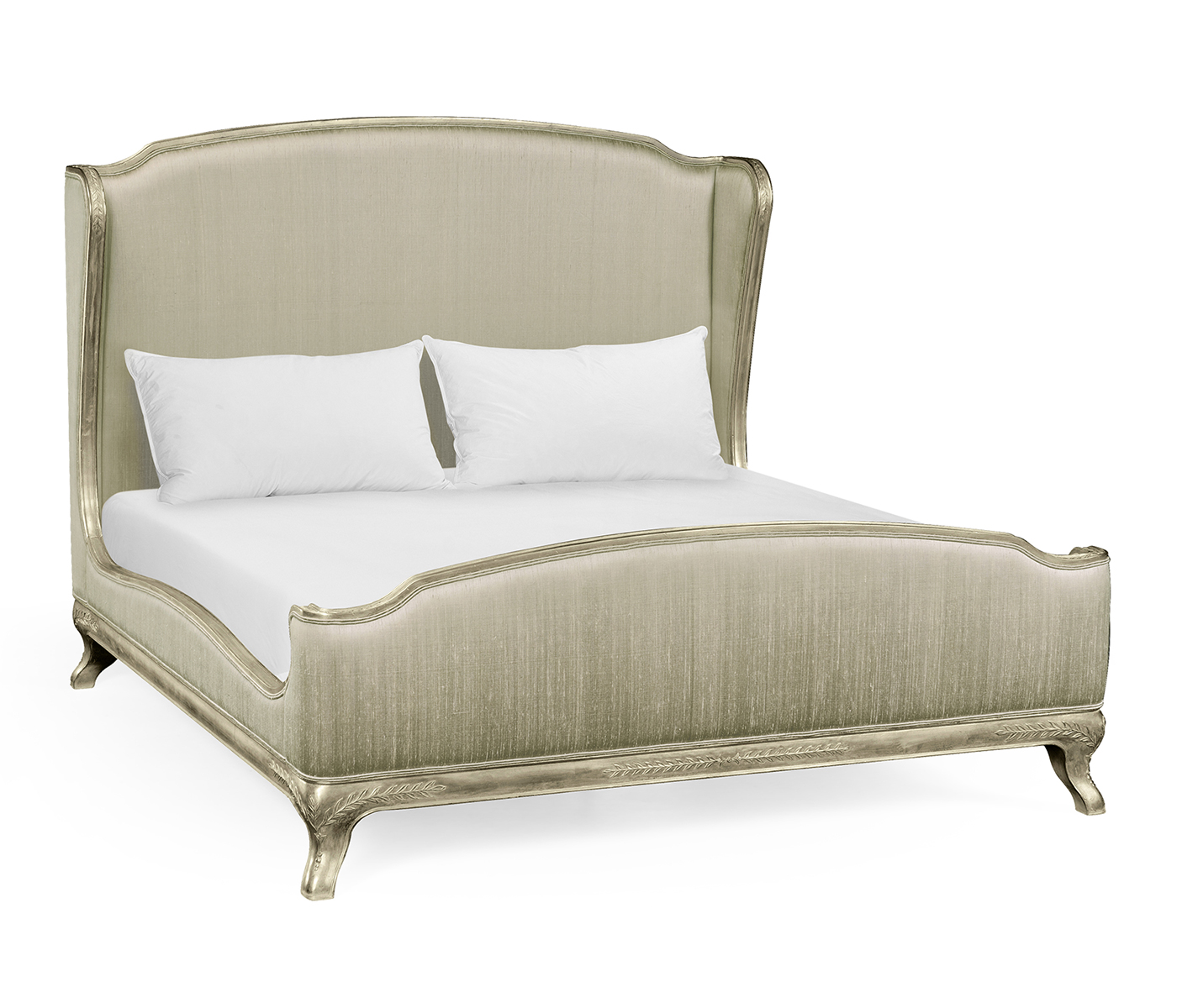 Louis XV Silver-Leaf Cali King Bed