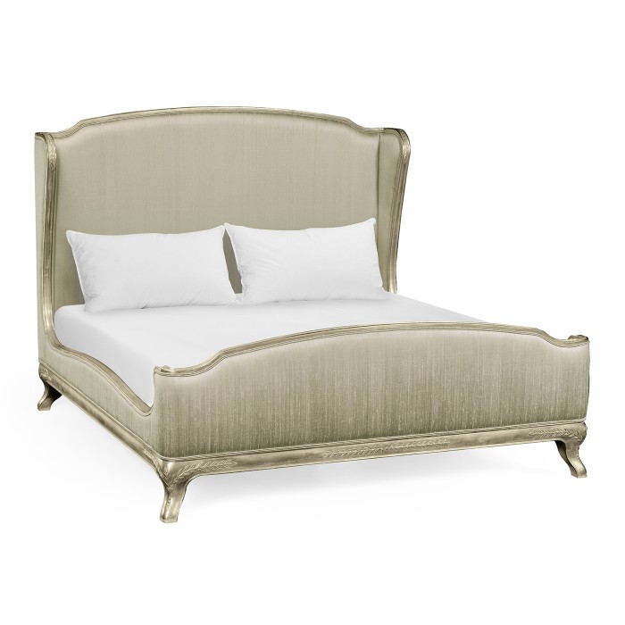 Louis XV Silver-Leaf Cali King Bed