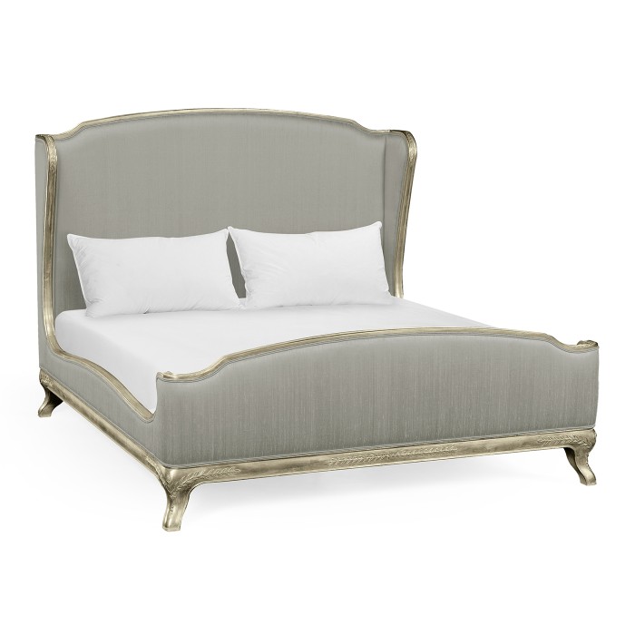 Louis XV Silver-Leaf Cali King Bed