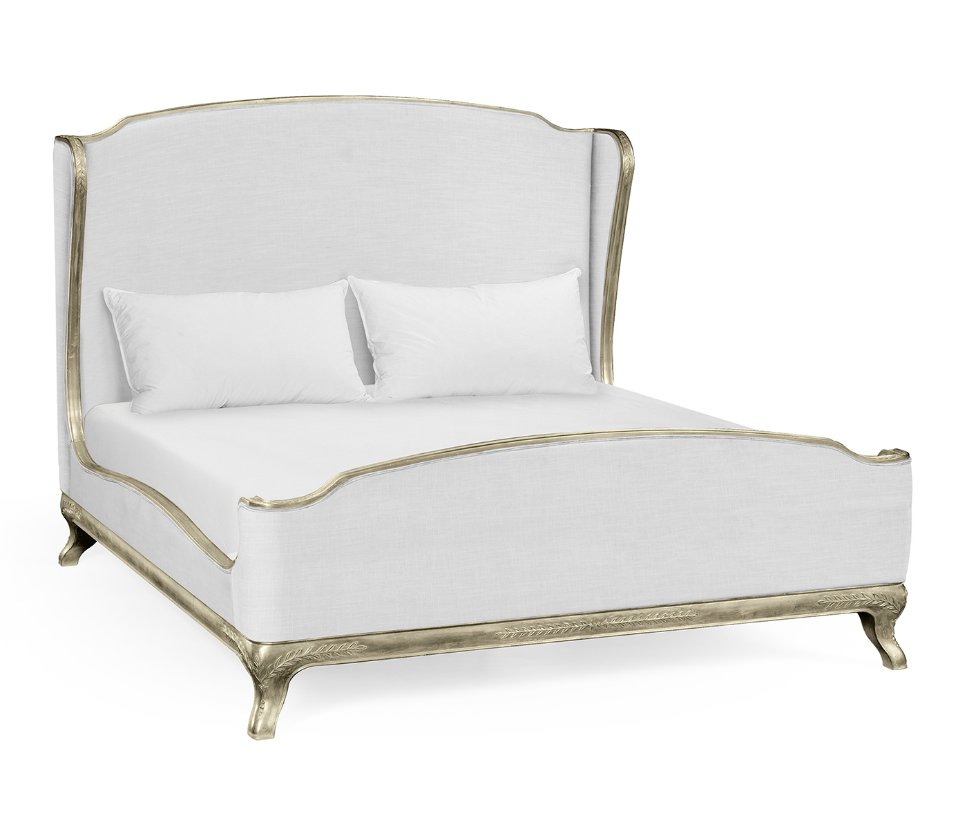 Louis XV Silver-Leaf Cali King Bed