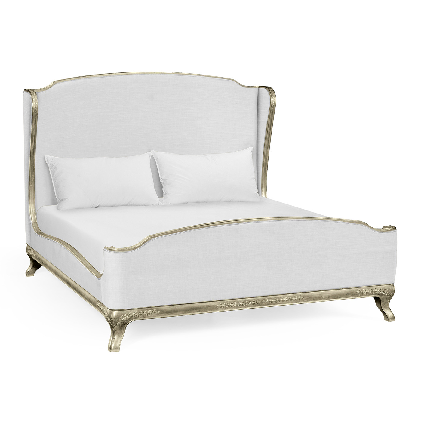 Louis XV Silver-Leaf Cali King Bed