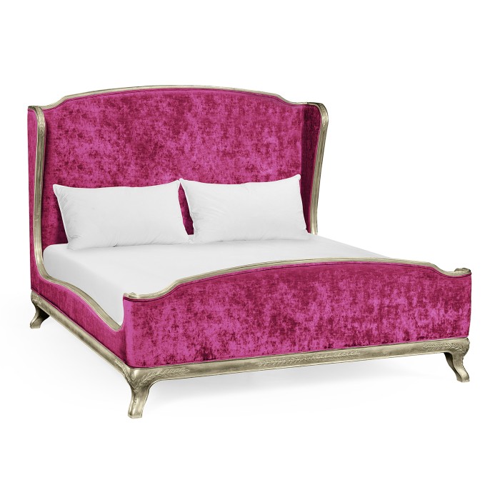 Louis XV Silver-Leaf US King Bed