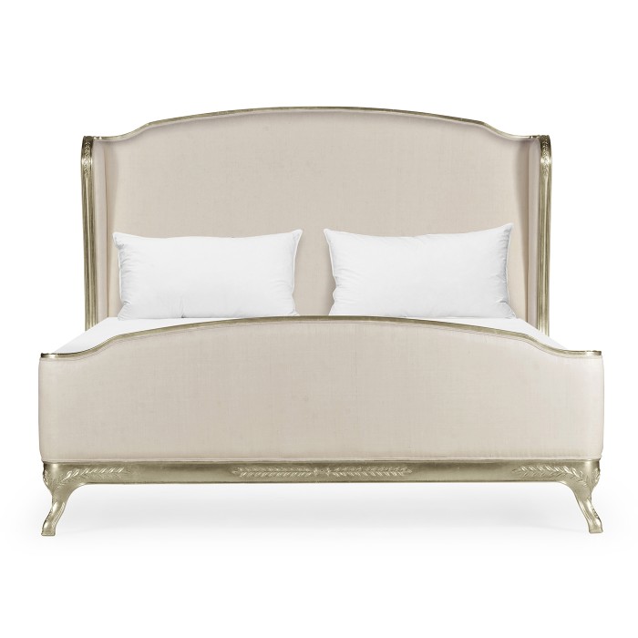 Louis XV Silver-Leaf US King Bed