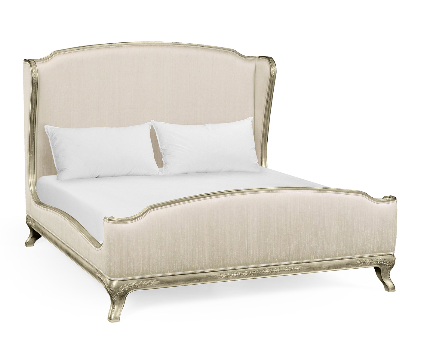 Louis XV Silver-Leaf US King Bed