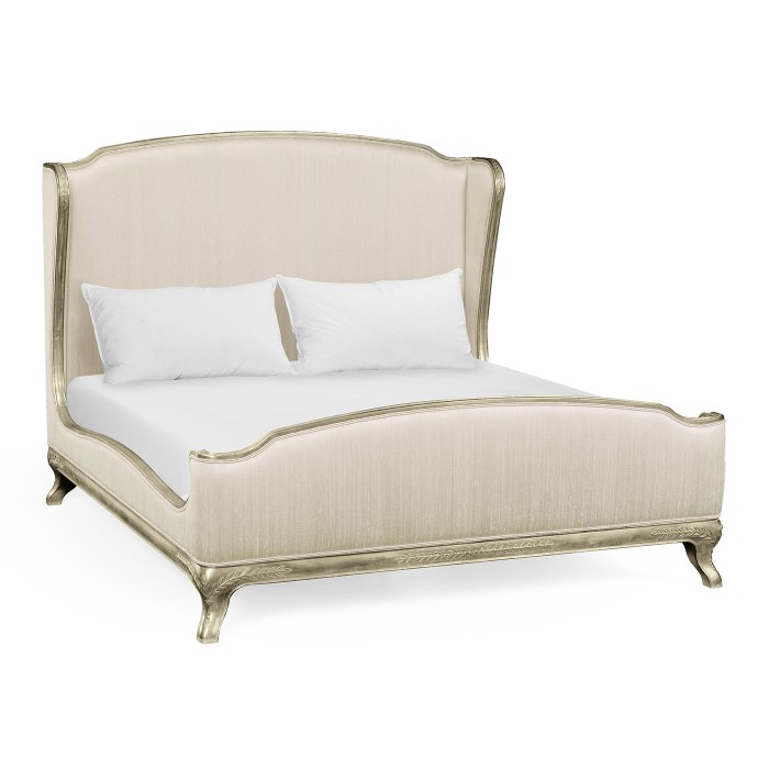 Louis XV Silver-Leaf US King Bed