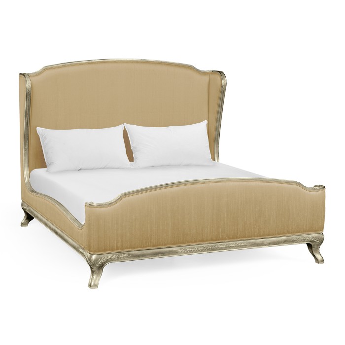 Louis XV Silver-Leaf US King Bed