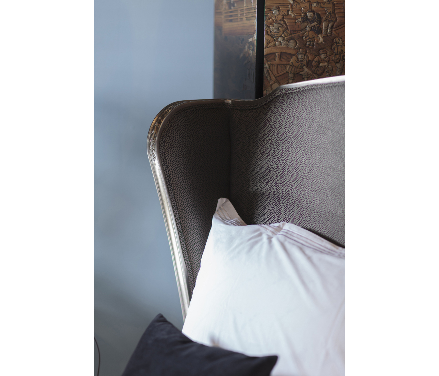 Louis XV Silver-Leaf US King Bed