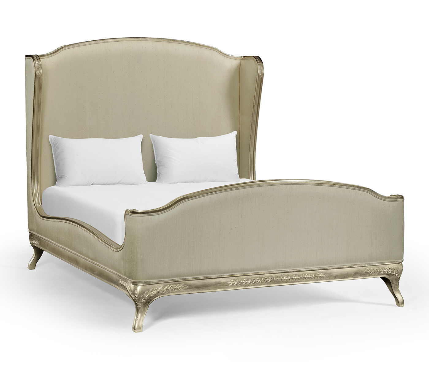 Louis XV Silver-Leaf US Queen Bed