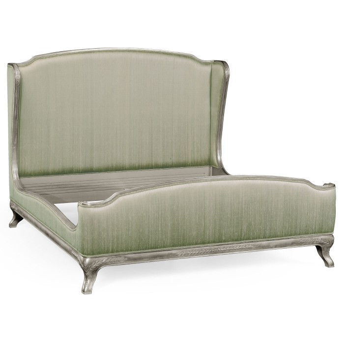 Louis XV Silver-Leaf US King Bed