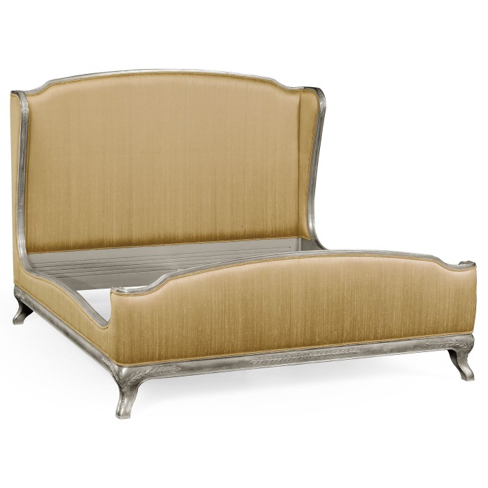 Louis XV Silver-Leaf US King Bed