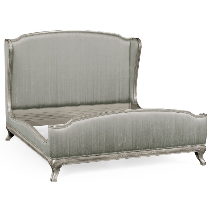 Louis XV Silver-Leaf US King Bed