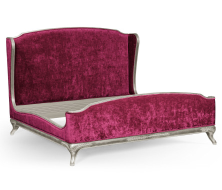 Louis XV Silver-Leaf US King Bed