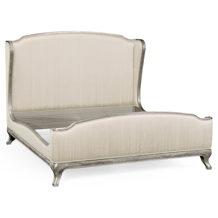 Louis XV Silver-Leaf Cali King Bed