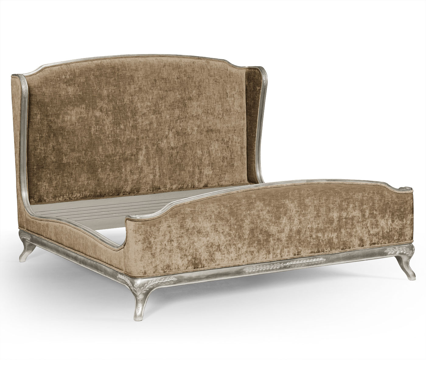 Louis XV Silver-Leaf Cali King Bed