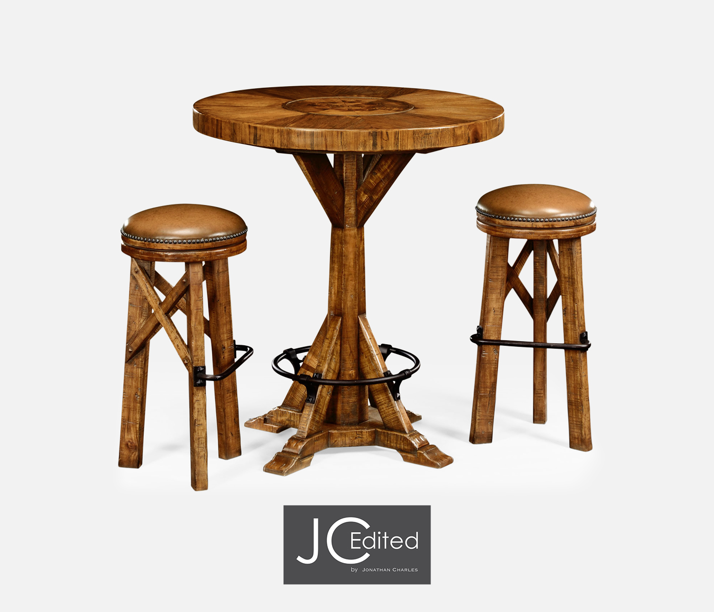 Country living style walnut bar stool