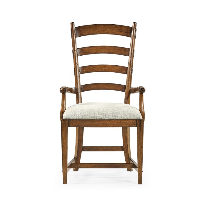 Casual Walnut Ladderback Arm Chair