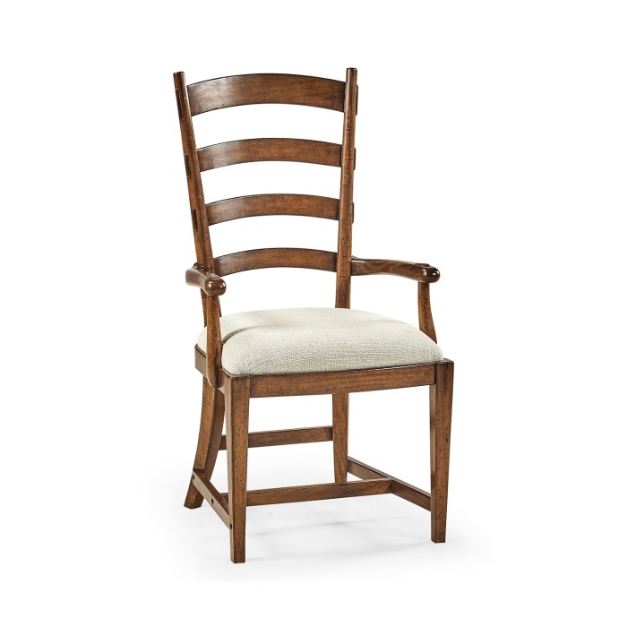 Casual Walnut Ladderback Arm Chair