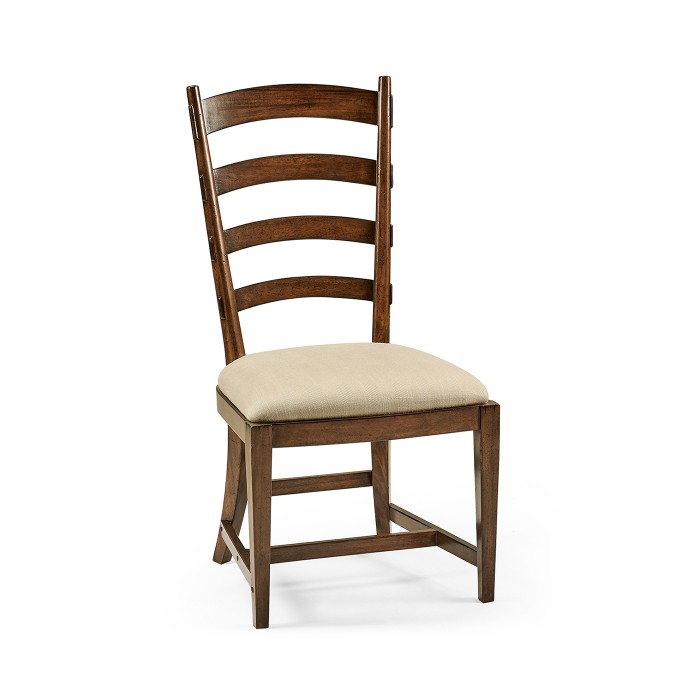 Casual Walnut Ladderback Side Chair