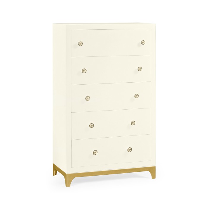 Tall chest with blazer buttons (Blanc/Gold)
