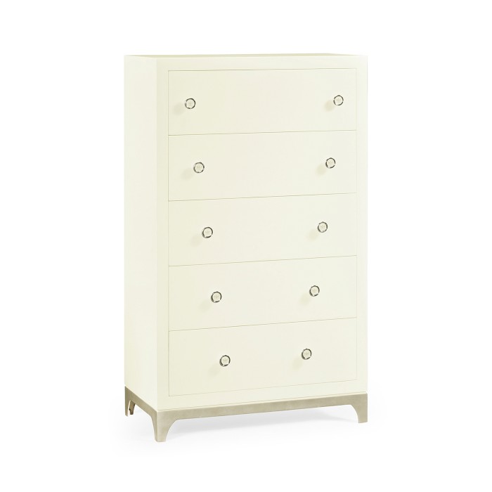 Tall chest with blazer buttons (Blanc/Silver)