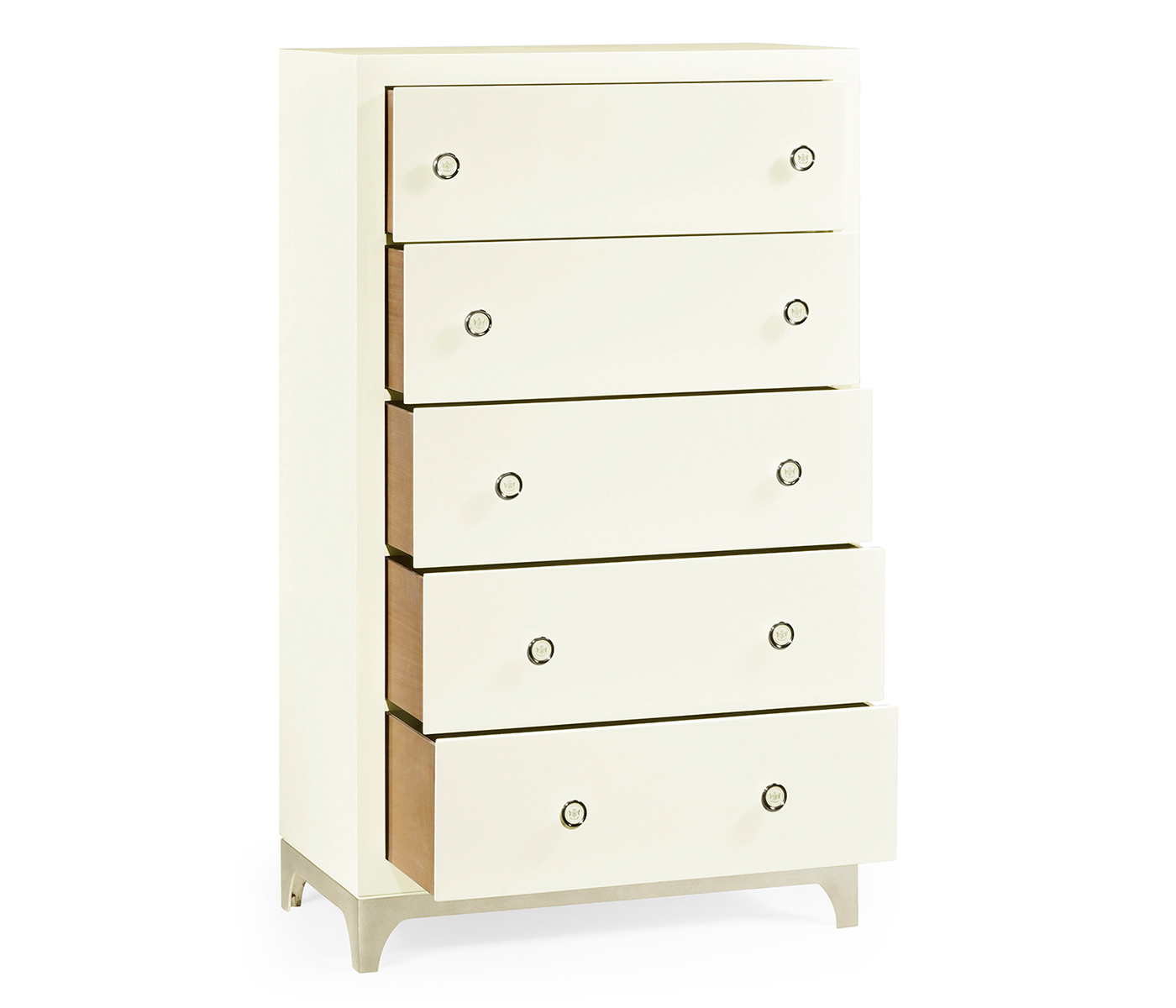 Tall chest with blazer buttons (Blanc/Silver)