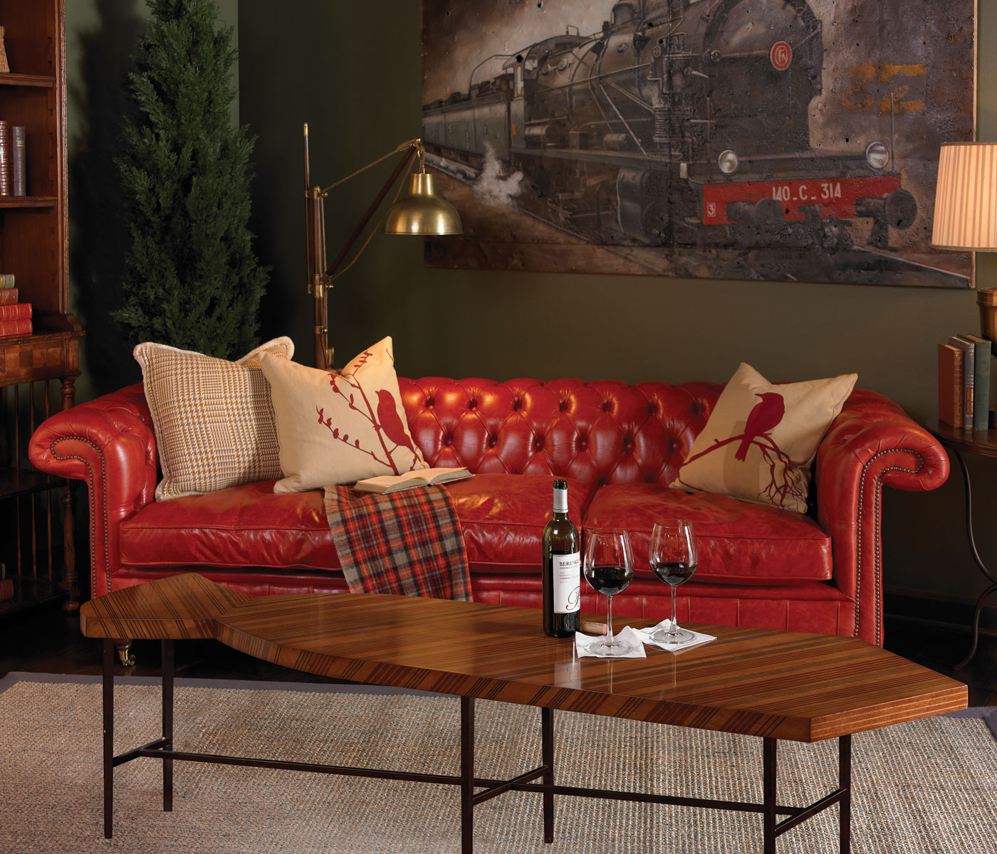 Inlaid Stripe “Necktie” Bench Or Coffee Table