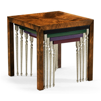 Mahogany and Hammered Iron Coloured Nest of Tables