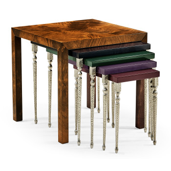 Mahogany and Hammered Iron Coloured Nest of Tables