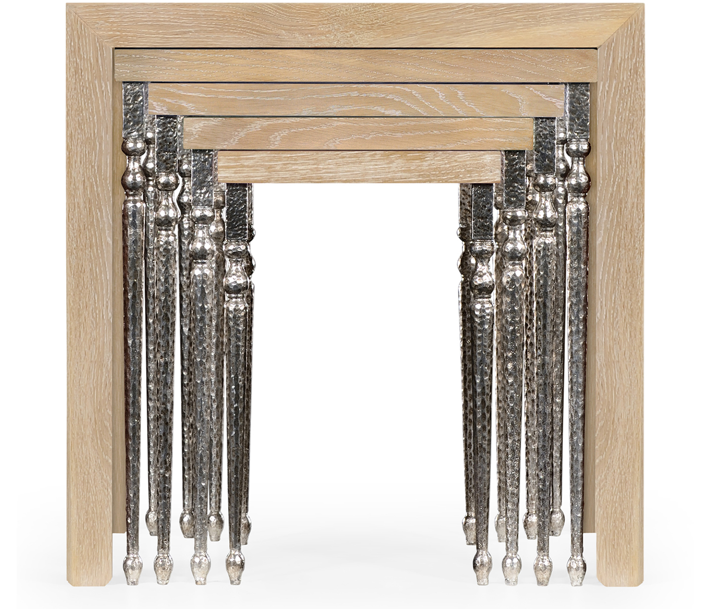 Oak and hammered iron coloured nest of tables