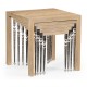 Oak and hammered iron coloured nest of tables