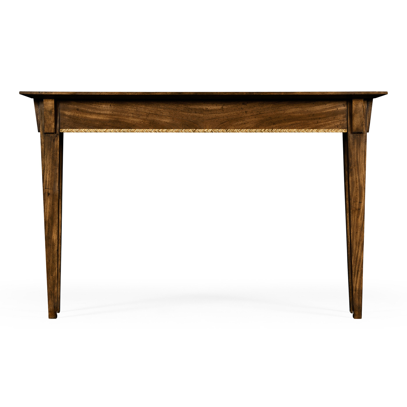 Craftsman's mahogany console with herringbone inlay detail