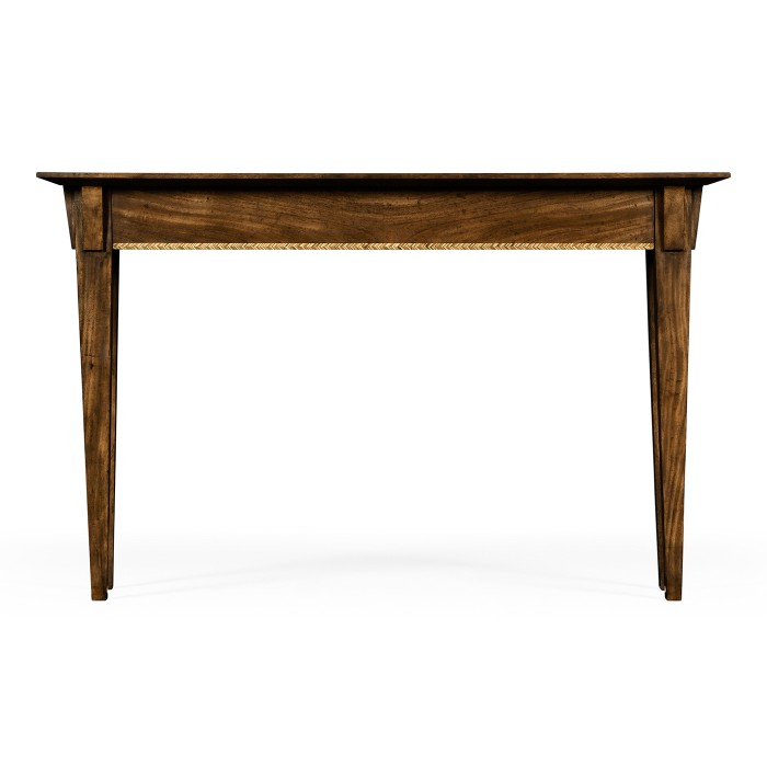 Craftsman's mahogany console with herringbone inlay detail