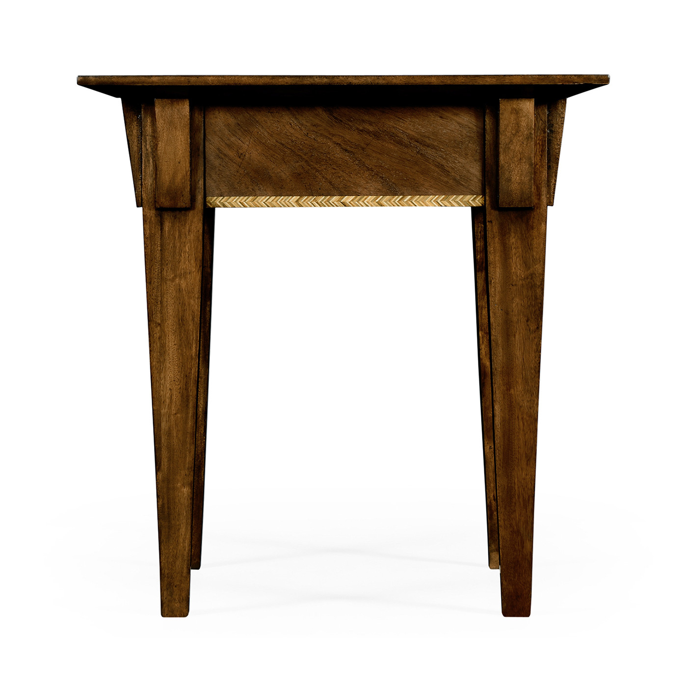 Craftsman's mahogany side table with herringbone inlay detail