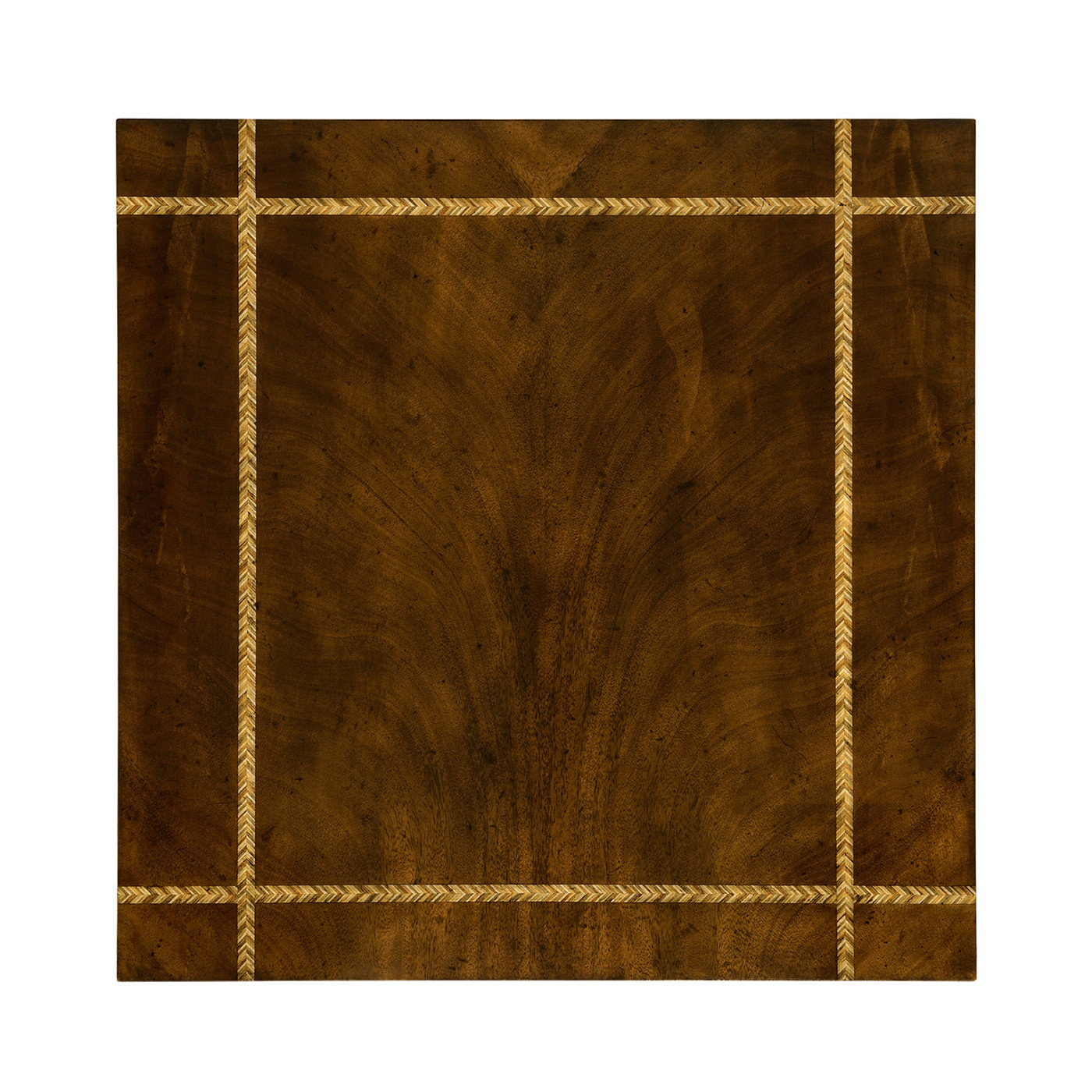 Craftsman's mahogany side table with herringbone inlay detail