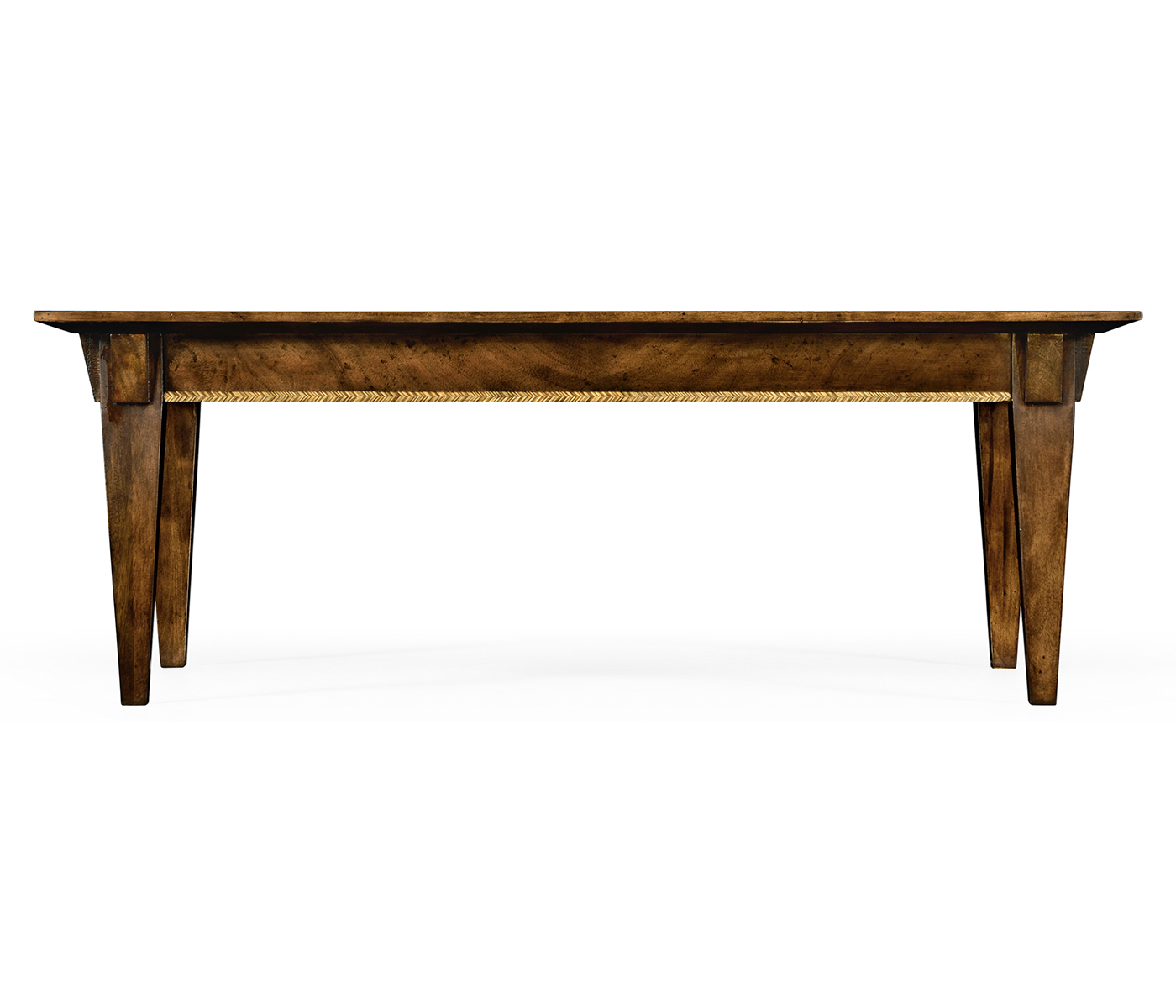 Craftsman's mahogany coffee table with herringbone inlay detail