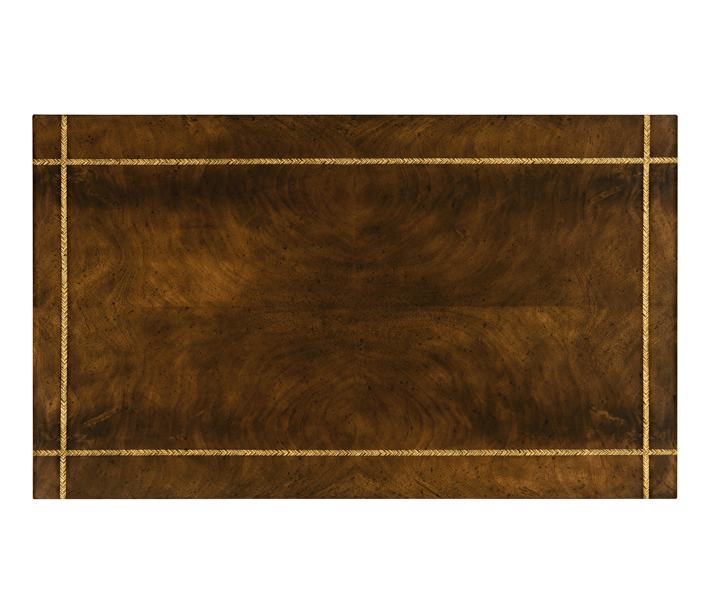 Craftsman's mahogany coffee table with herringbone inlay detail