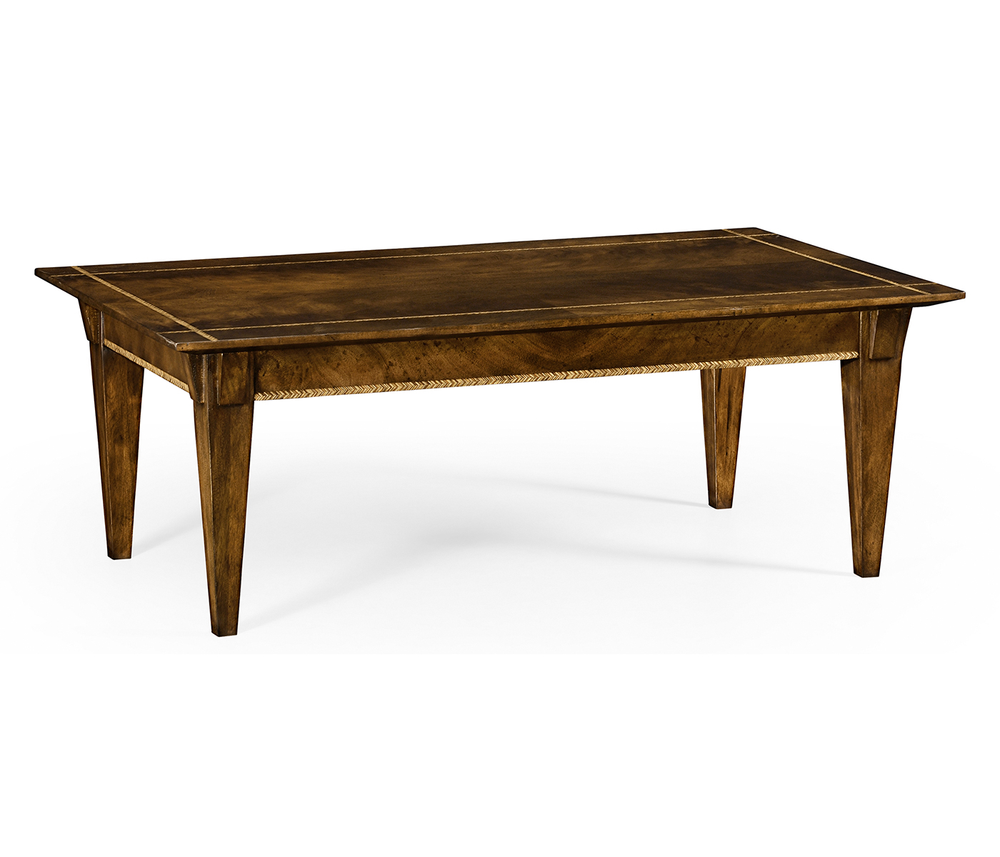 Craftsman's mahogany coffee table with herringbone inlay detail