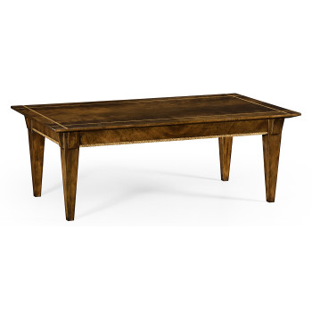 Craftsman's mahogany coffee table with herringbone inlay detail