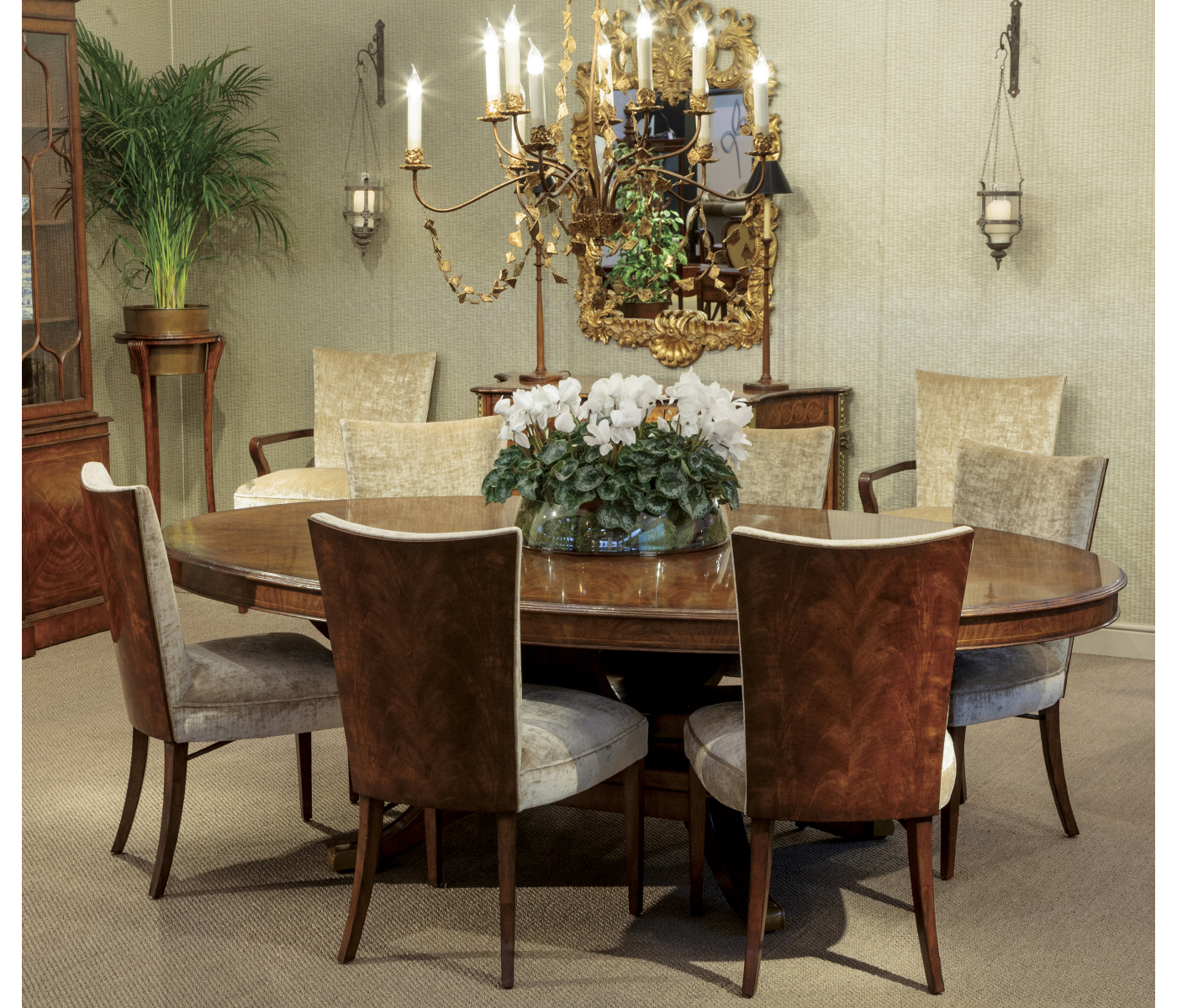 Biedermeier Style Walnut Dining Arm Chair