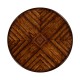 Walnut parquet round side table with contrast inlay