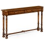 Heavily distressed parquet console with strap handles