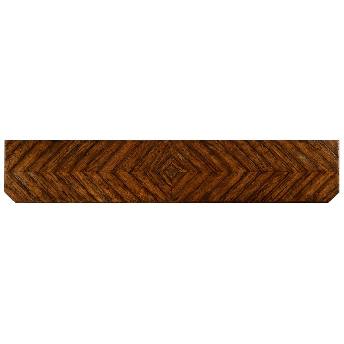 Heavily distressed parquet console with strap handles