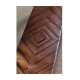 Heavily distressed parquet console with strap handles