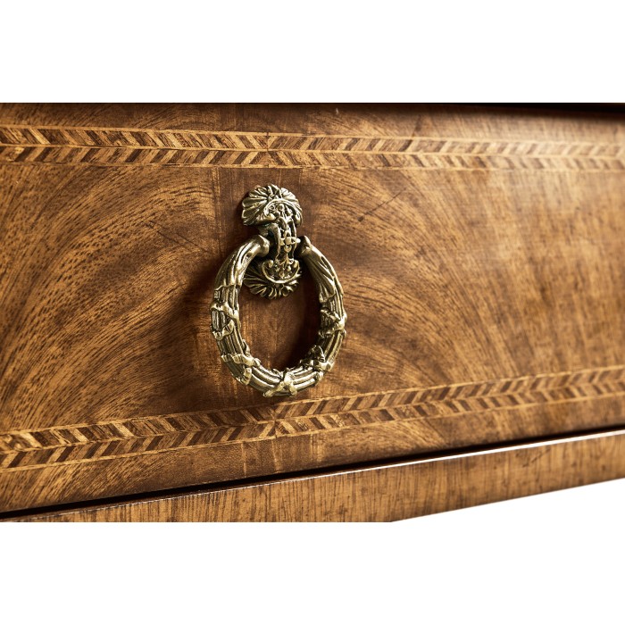 Empire style walnut two drawer console