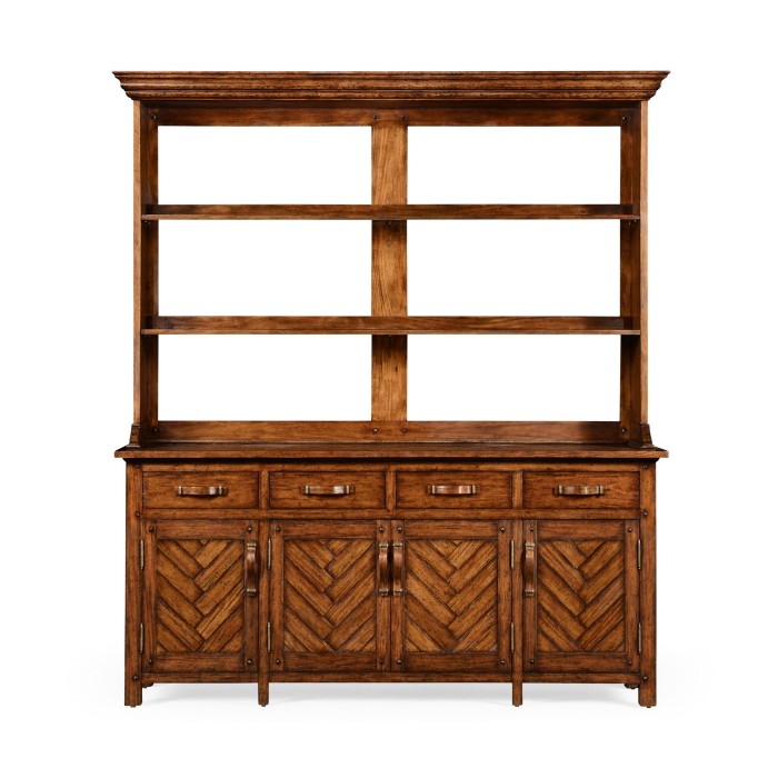 Heavily Distressed Parquet Welsh Dresser with Strap Handles