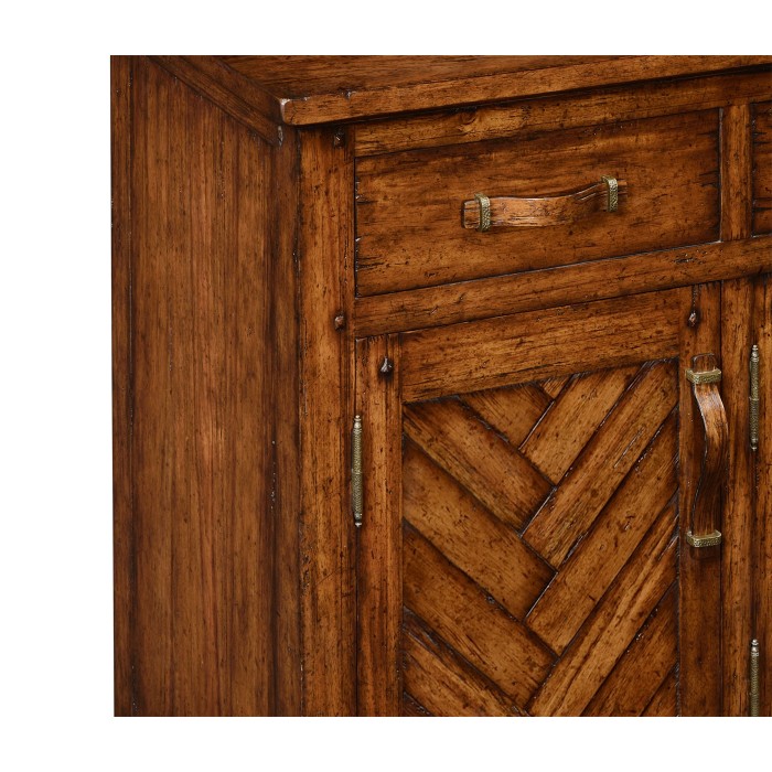 Heavily Distressed Parquet Welsh Dresser with Strap Handles