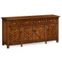 Heavily distressed parquet sideboard with strap handles
