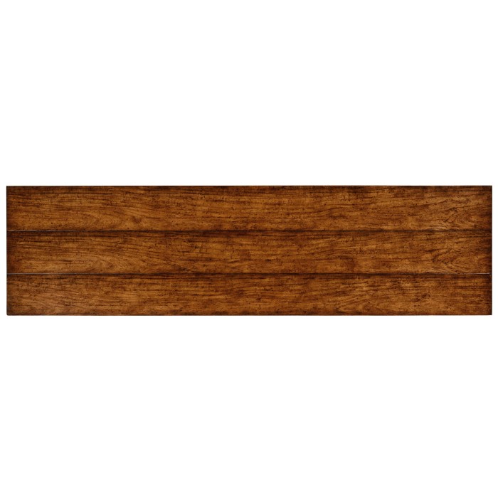 Heavily distressed parquet sideboard with strap handles
