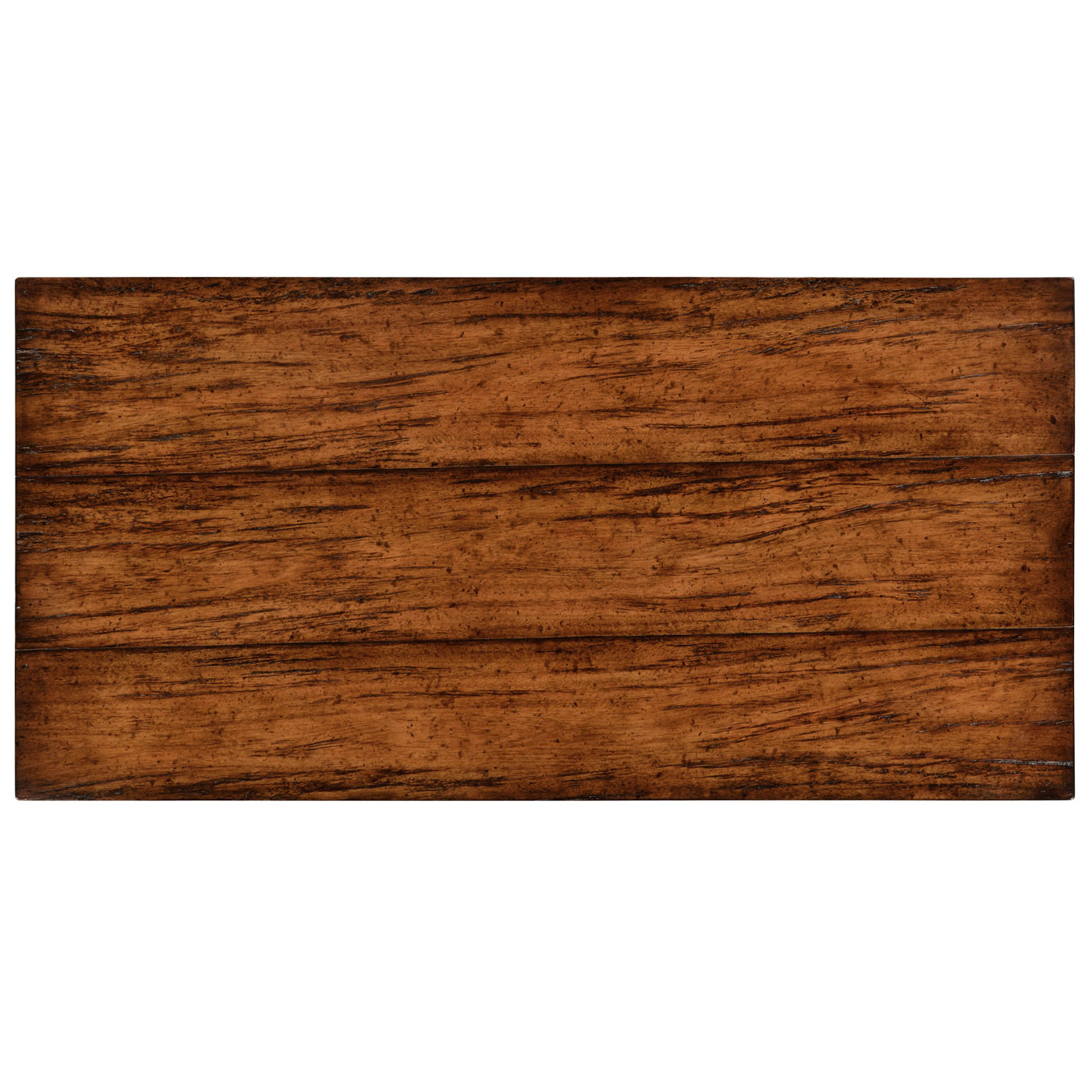 Plank walnut cabinet or dresser base with strap handles