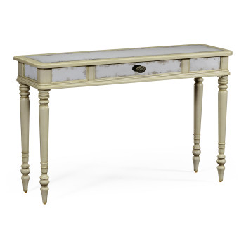 Grey painted and églomisé console